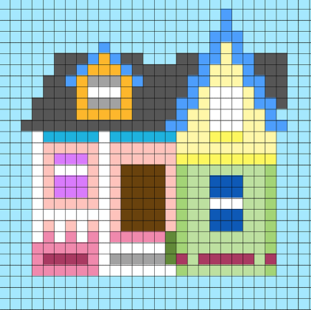 Рисунки по клеточкам домик