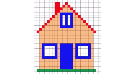 Домик по клеточкам в тетради