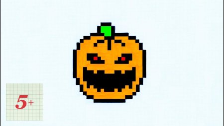 Тыква по клеточкам в тетради