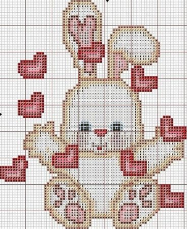 Мини схема вышивки крестом зайчики