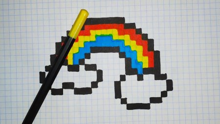 Рисунки по клеточкам радужные
