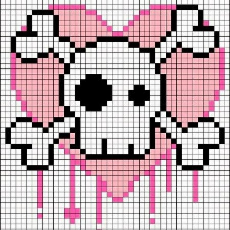 Рисование по клеточкам в тетради черепа