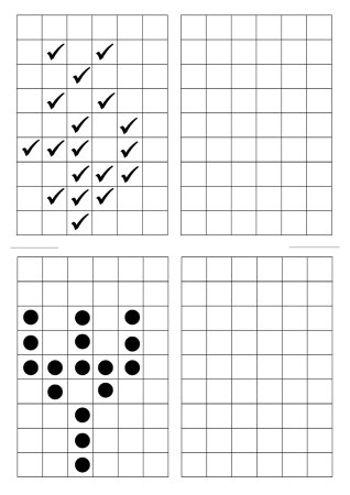 Дорисуй по клеточкам вторую половинку