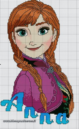 Схема вышивки крестом Эльза и Анна
