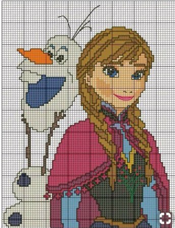 Рисунки по клеточкам принцессы Диснея Эльза