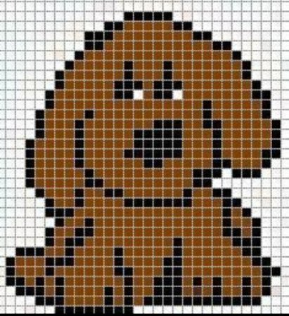 Морда собаки по клеточкам