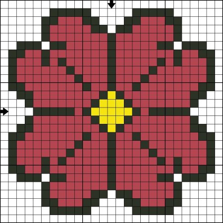 Цветы по клеточкам маленькие