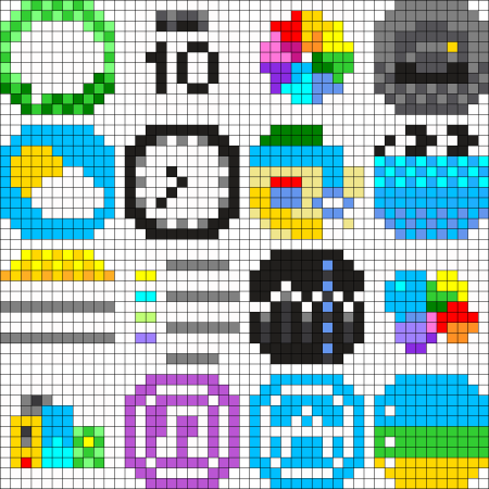 Значки приложений по клеточкам