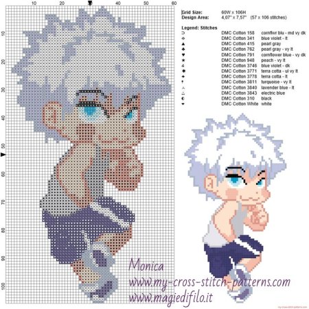 Вышивание крестиком аниме Киллуа