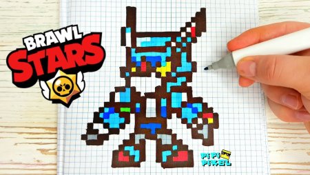 Ворон меха из Brawl Stars по клеточкам