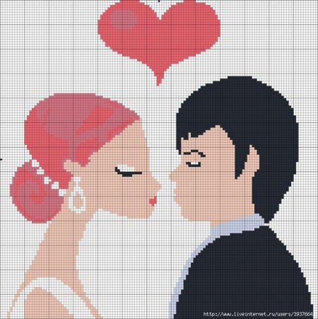 Рисунки по клеточкам для влюбленных