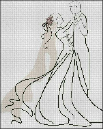 Вышивка крестом свадьба монохром