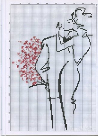 Монохромная вышивка крестом пара