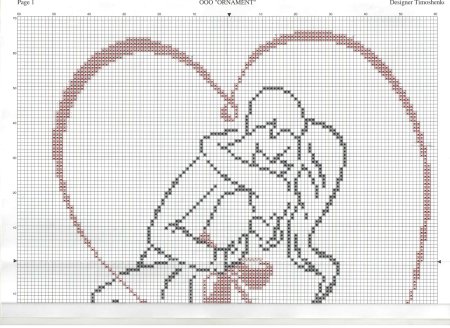 Монохромная вышивка влюбленная пара