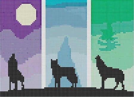 Пейзаж по клеточкам легкие