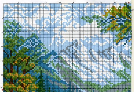 Рисование по клеточкам пейзаж