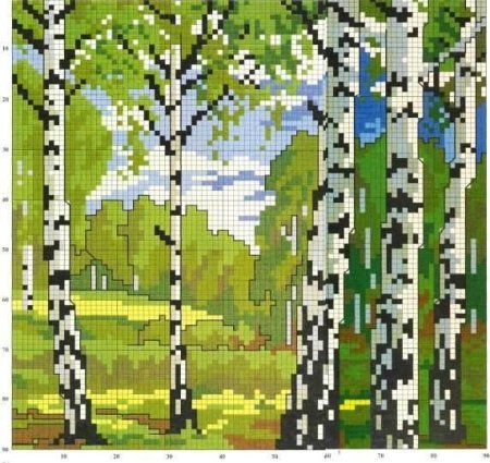 Вышивка Березовая роща