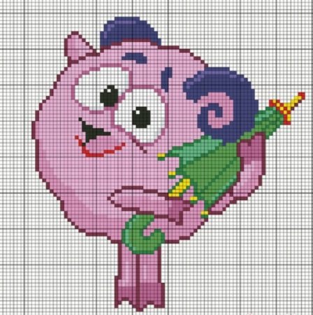 Смешарики Бараш вышивка крестом