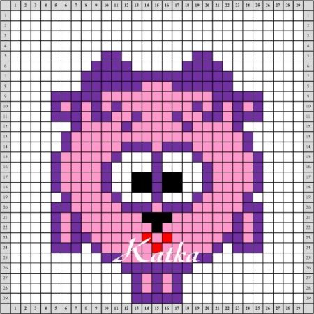 Смешарики по клеточкам в тетради