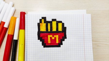 Рисование по клеточкам картошка фри