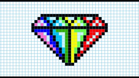 Радужное сердечко по клеткам