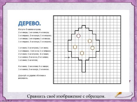 Графический диктант дерево по клеточкам для дошкольников