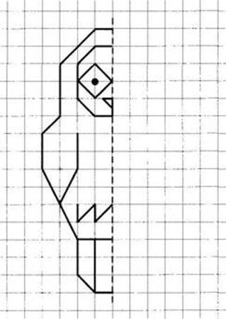 Дорисовать вторую половину рисунка по клеточкам