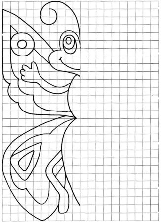 Дорисовать вторую половину рисунка по клеточкам