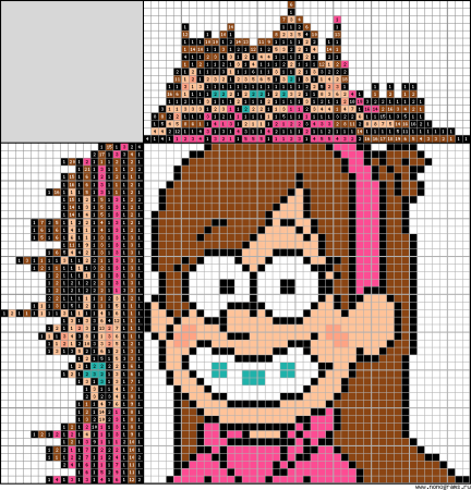 Мейбл из Гравити Фолз по клеточкам