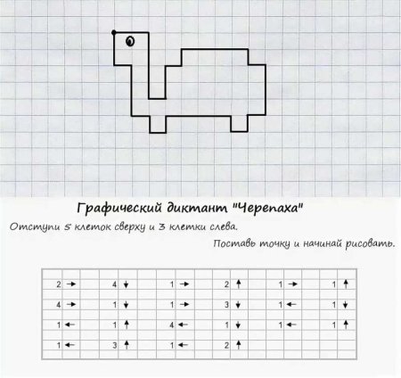 Графический диктант по клеточкам для школьников 6-7 лет