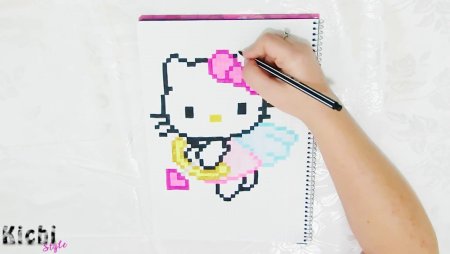 Маленькая Хэллоу Китти по клеточкам