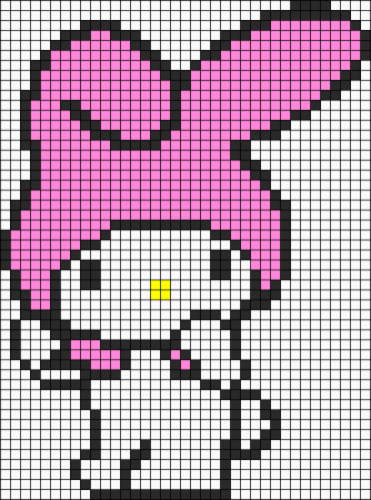 Хелло Китти по клеточкам в тетради маленькая