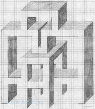 Геометрические фигуры карандашом по клеткам