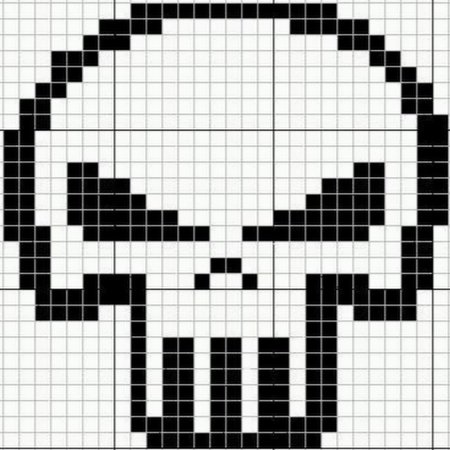 Рисунки по клеточкам в тетради череп