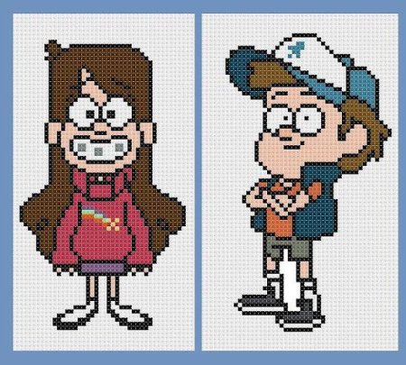 Персонажи Гравити Фолз по клеточкам