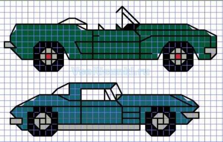 Машина по клеточкам в тетради