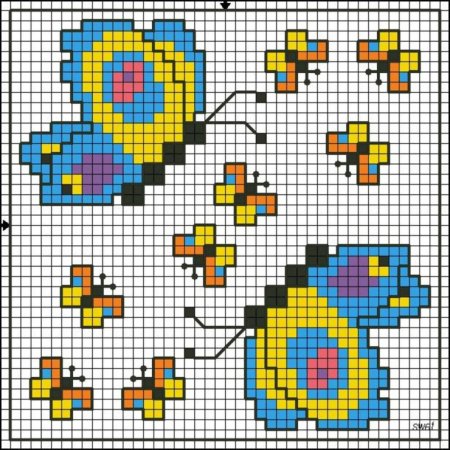 Бабочка по клеточкам