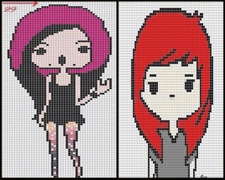 Рисование по клеточкам для девочек