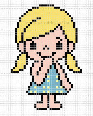 Рисование по клеточкам для девочек