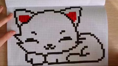 Рисунки по клеточкам котята