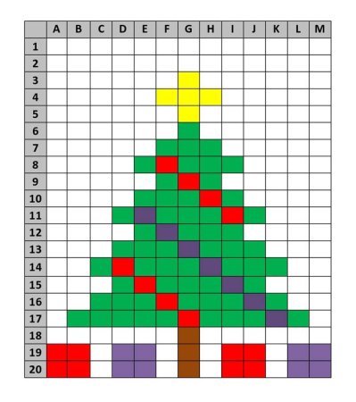 Рисунки по клеточкам к новому году