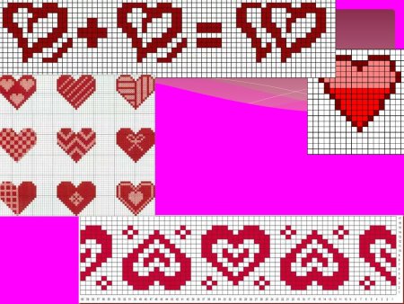 Рисунки по клеточкам сердечки
