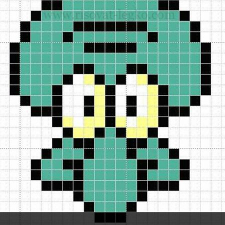 Рисунки по клеточкам Сквидвард