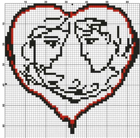 Рисунки по клеточкам для влюбленных