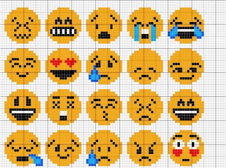 Рисунки по клеточкам смайлики