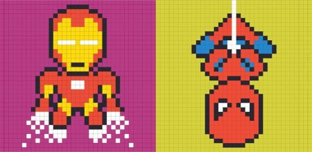 Рисование по клеточкам Супергерои