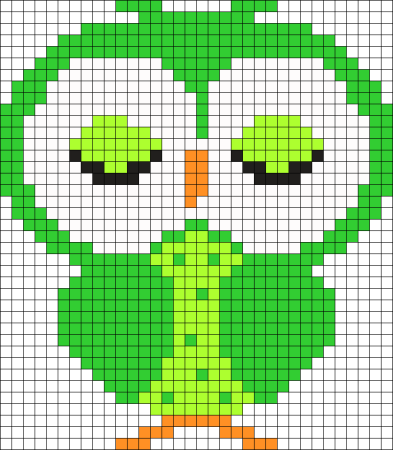 Сова по клеточкам в тетради