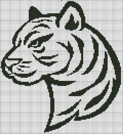 Монохромная вышивка тигр