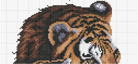 Клеточные схемы для вышивания тигры