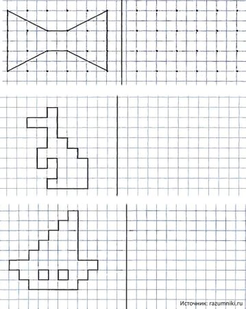 Рисунки по клеточкам для дошкольников